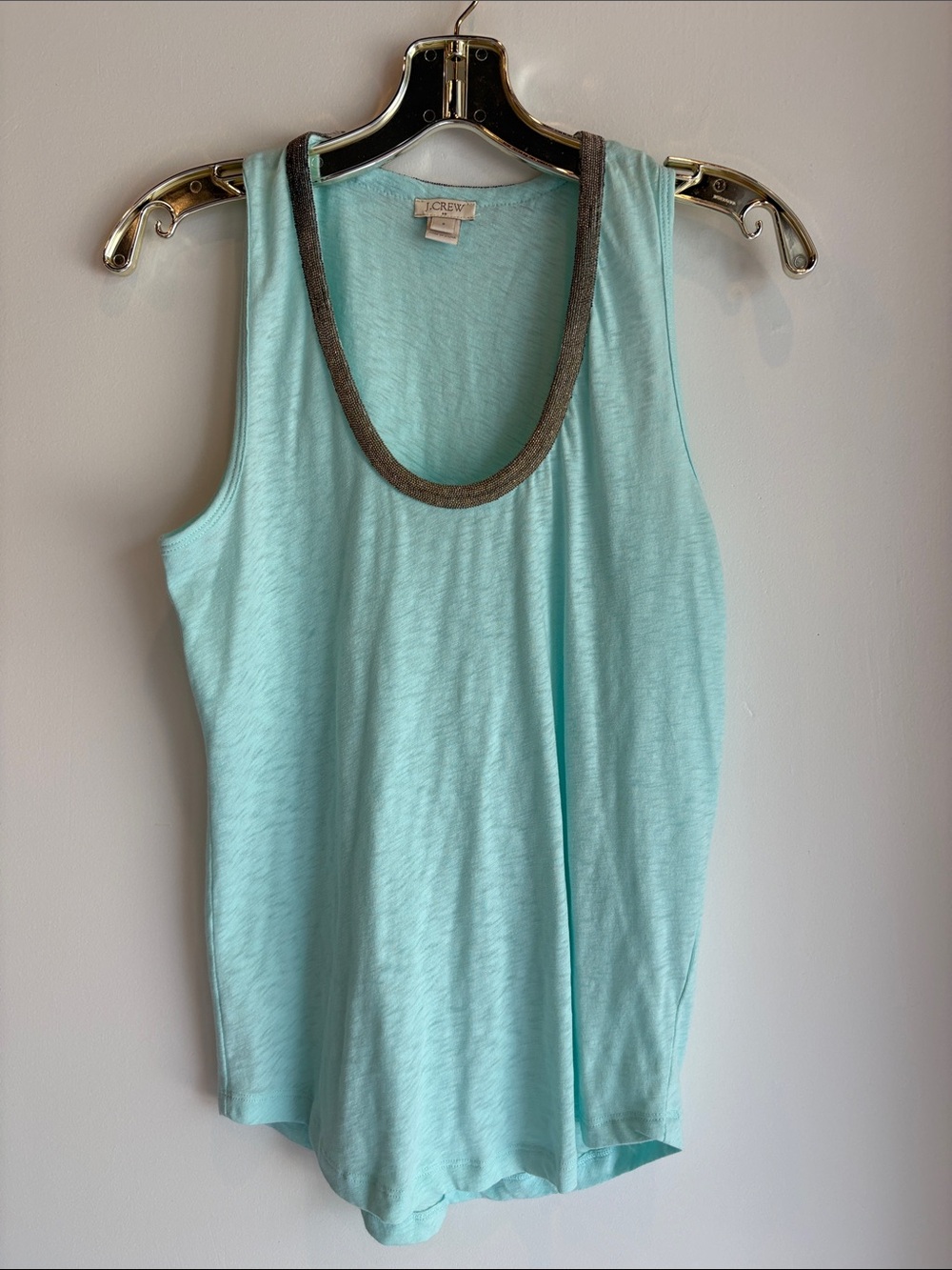 J. Crew Aqua Tank with Metallic Trim